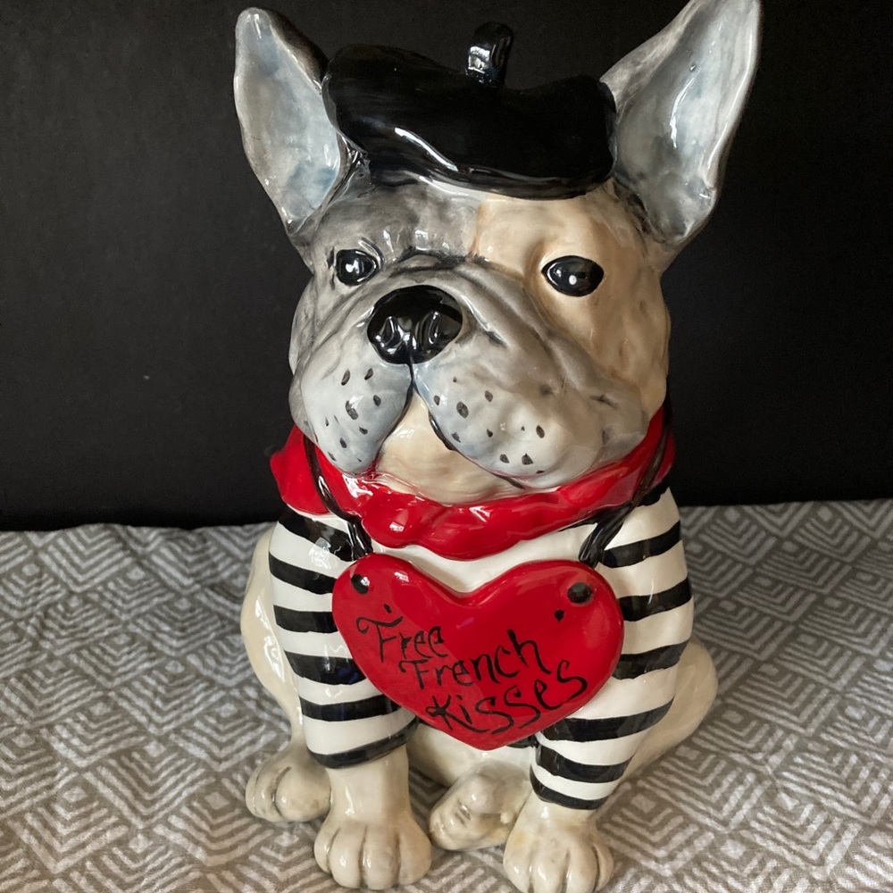 Blue Sky Valentine’s French Bulldog ceramic figure